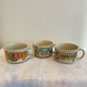 Vintage Set of 3 Soup Mugs